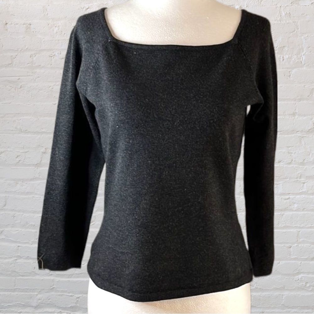 INC Petite Square Neck Sweater. Gray. Size Medium. Slight Crop. Runs Small.